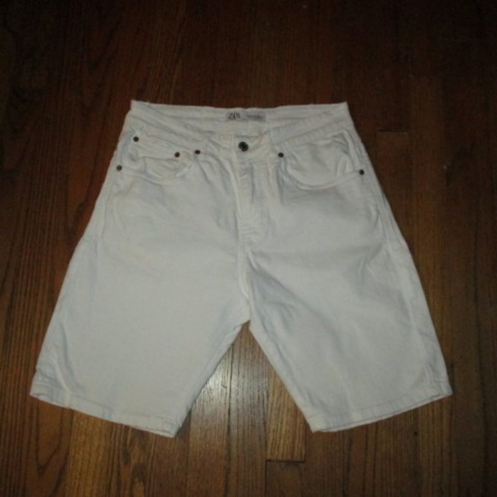 ZARA Man White Denim Jean Shorts Tag Sz 31